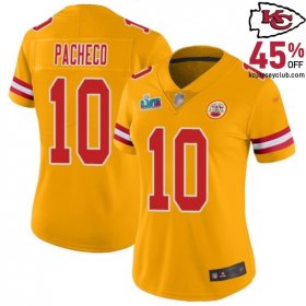 Chiefs Super Bowl Isiah Pacheco #10 Gold Jersey - Women 2025