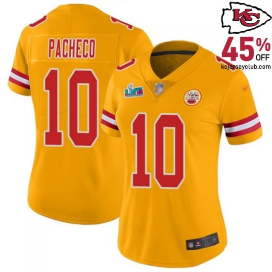 Chiefs Super Bowl Isiah Pacheco #10 Gold Jersey - Women 2025