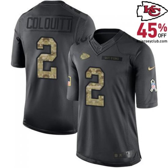 Be the Spotlight in the Dustin Colquitt #2 Kansas\'s Chiefs Black Alternate Jersey for Men in 2016