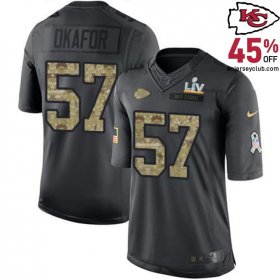 The Regal Alex Okafor #57 Chiefs Black Prestige Jersey - Ideal for Youth's Elite Followers in 2016!