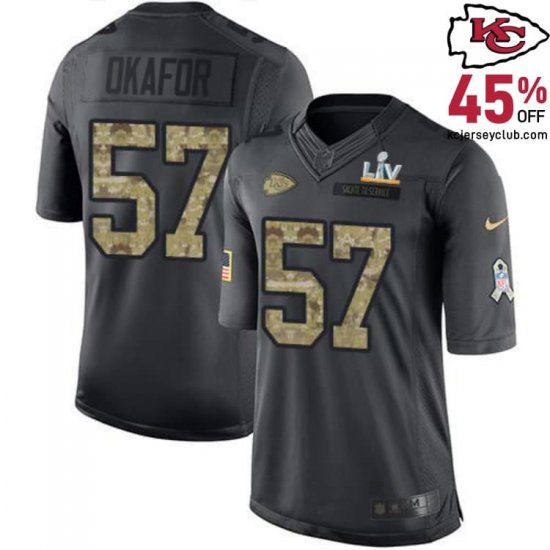 The Regal Alex Okafor #57 Chiefs Black Prestige Jersey - Ideal for Youth\'s Elite Followers in 2016!