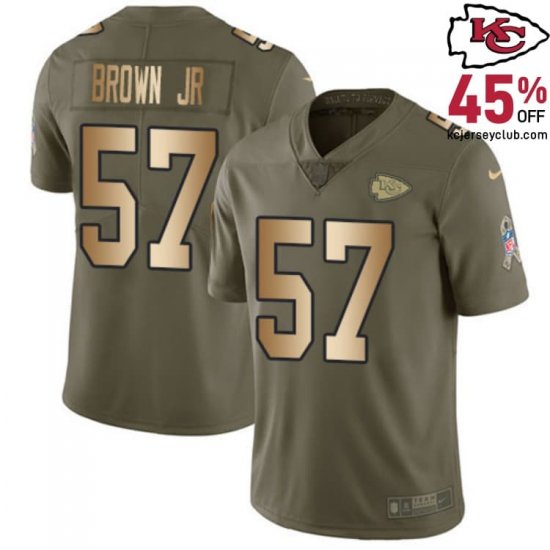 Orlando Brown Jr. #57 Chiefs Olive Brown Gold Home Jersey - Show Your Team Pride in 2017