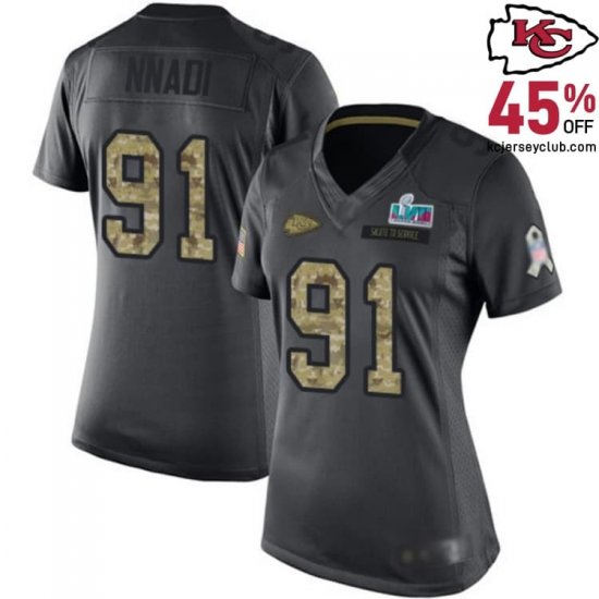 A Symbol of Excellence - Derrick Nnadi #91 Kansas\'s Elite Chiefs Black Prestige Signature Jersey for Women in 2016