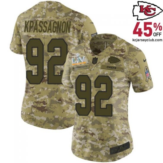 Relive Throwback Fridays in Kansas with the Tanoh Kpassagnon #92 Kansas\'s Retro Chiefs Camo Throwback Friday Classic Jersey for Women in 2018