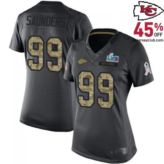 Enjoy the Outdoor Game in Kansas with the Khalen Saunders #99 Kansas\'s Refreshing Chiefs Black Outdoor Game Special Jersey for Women in 2016