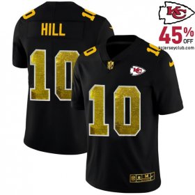 Back Kansas's Unsung Heroes with the Tyreek Hill #10 Kansas's Reliable Chiefs Black Golden Sequin Backup Jersey for Men in 2025
